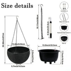 Self Watering Hanging Planter with Water Level Indicator - White, Black, or Dark Brown