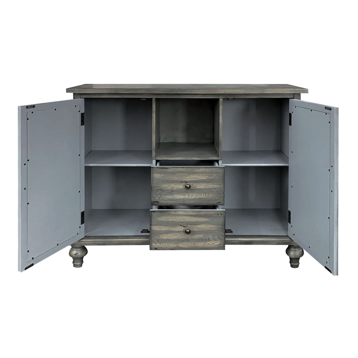 Weathered Gray Console Table with Open Compartment Storage - Velika
