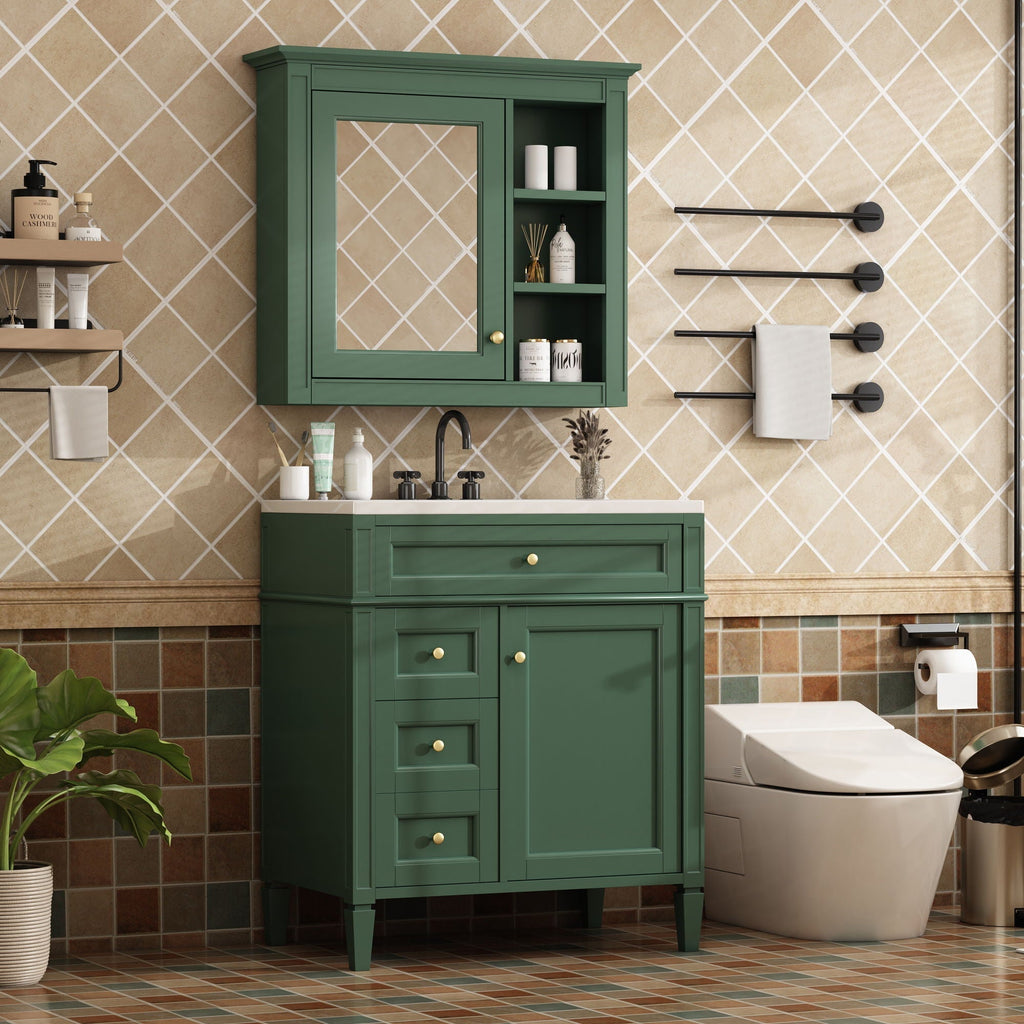 Bathroom Vanity with Medicine Cabinet and Storage - Multiple Colors