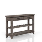 Console Table with Wine Bottle Storage and Storage Drawers - Gray