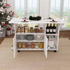 Multi Functional Folding Table with Storage Shelves and Wheels - Light Brown or Dark Brown