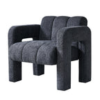 Boucle Upholstered Accent Chair with Solid Wood Frame - Beige, Dark Gray, Orange