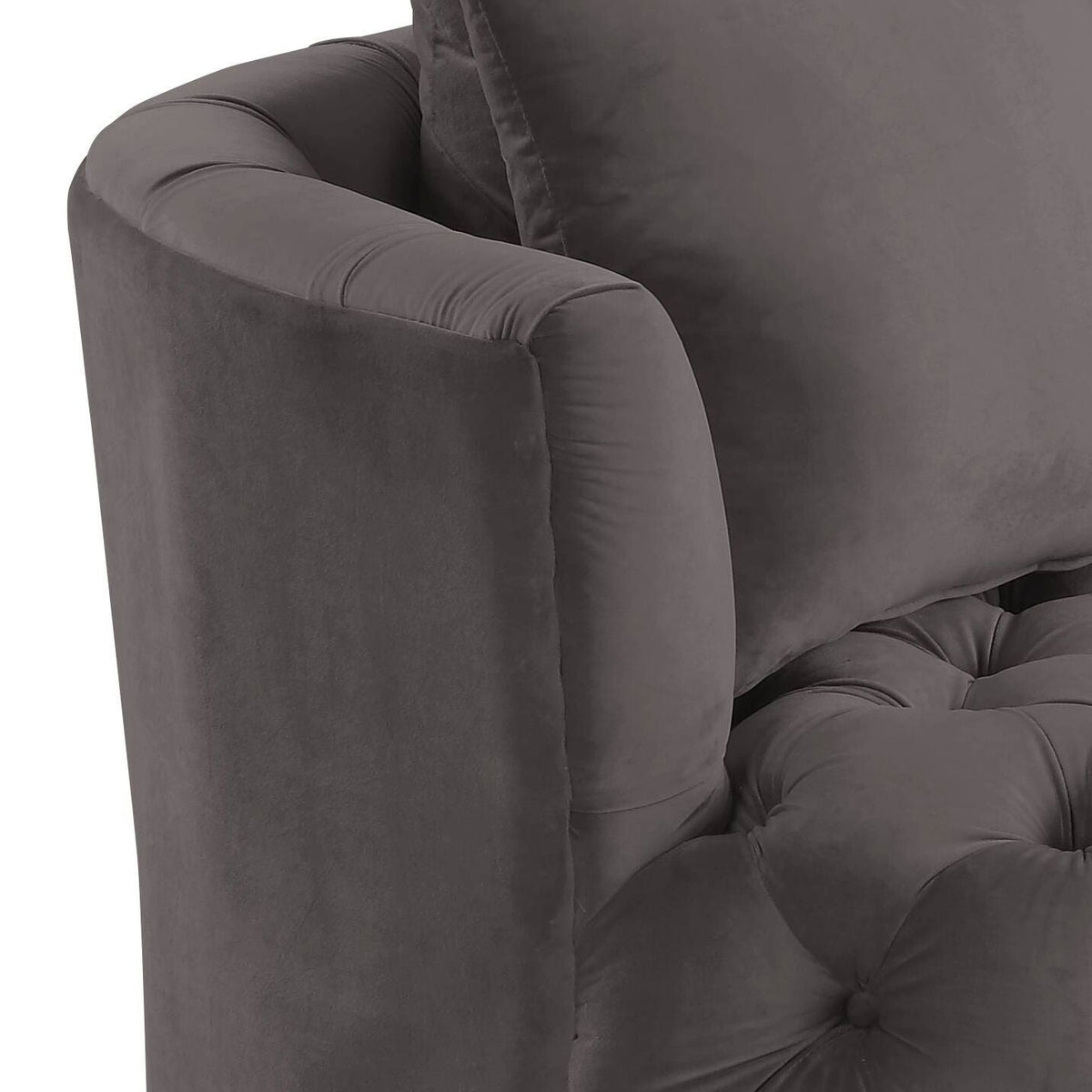 Velvet Swivel Accent Chair with Button Tufting - Dark Gray or Pink