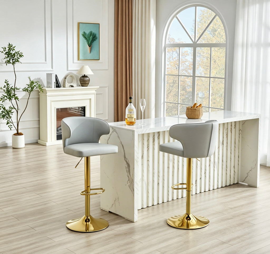 Modern Rotating Adjustable Bar Chair Set with 360° Swivel - Grey