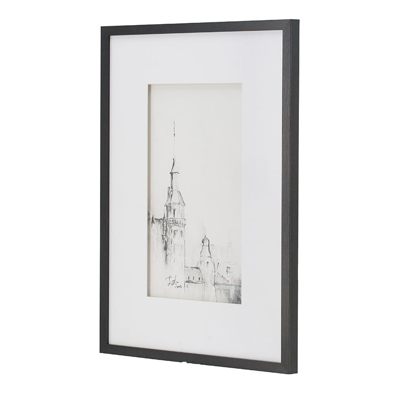 Architecture Wall Art Prints Set of 4 with Black Frame - White / Black