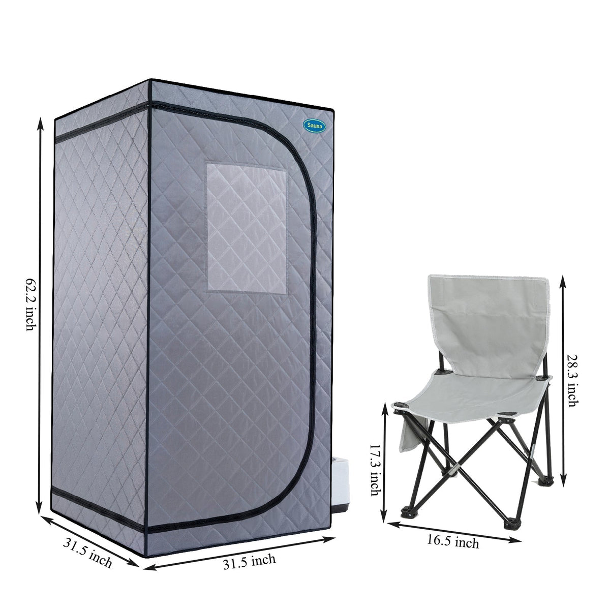 Portable Grey Steam Sauna Tent with Remote Control and Chair