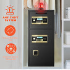 Large Double Door Digital Security Safe with Fireproof and Waterproof Bag - Black