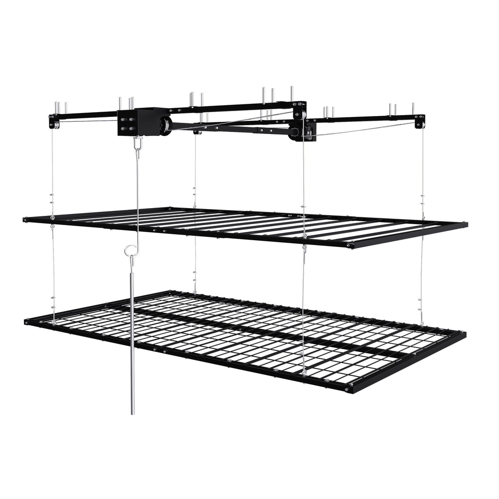 Overhead Garage Storage Rack with Crank System - Black or White