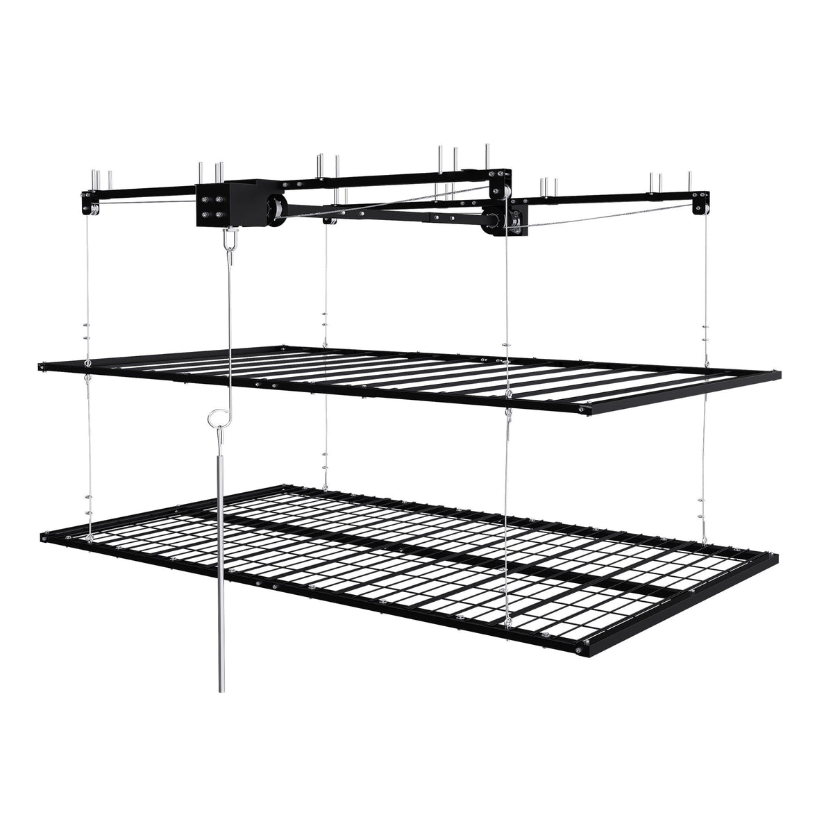 Overhead Garage Storage Rack with Crank System - Black or White