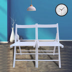 White Folding Chair Set with Foldable Design - Solid Wood