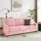 Modern Snowfleece Fabric 3 Seater Sofa with Cup Holder – Pink