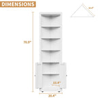 Tall Corner Storage Cabinet With 2 Doors, 5-Tier With Adjustable Shelve, Freestanding - White