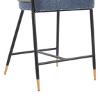 Upholstered Counter Stool Set of 2 with Metal Frame - Navy