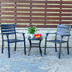 Iron Terrace Dining Chairs with Weather-Resistant Coating - Black