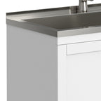 Deluxe Laundry Cabinet with Pull-Out Faucet and Stainless Steel Sink - White