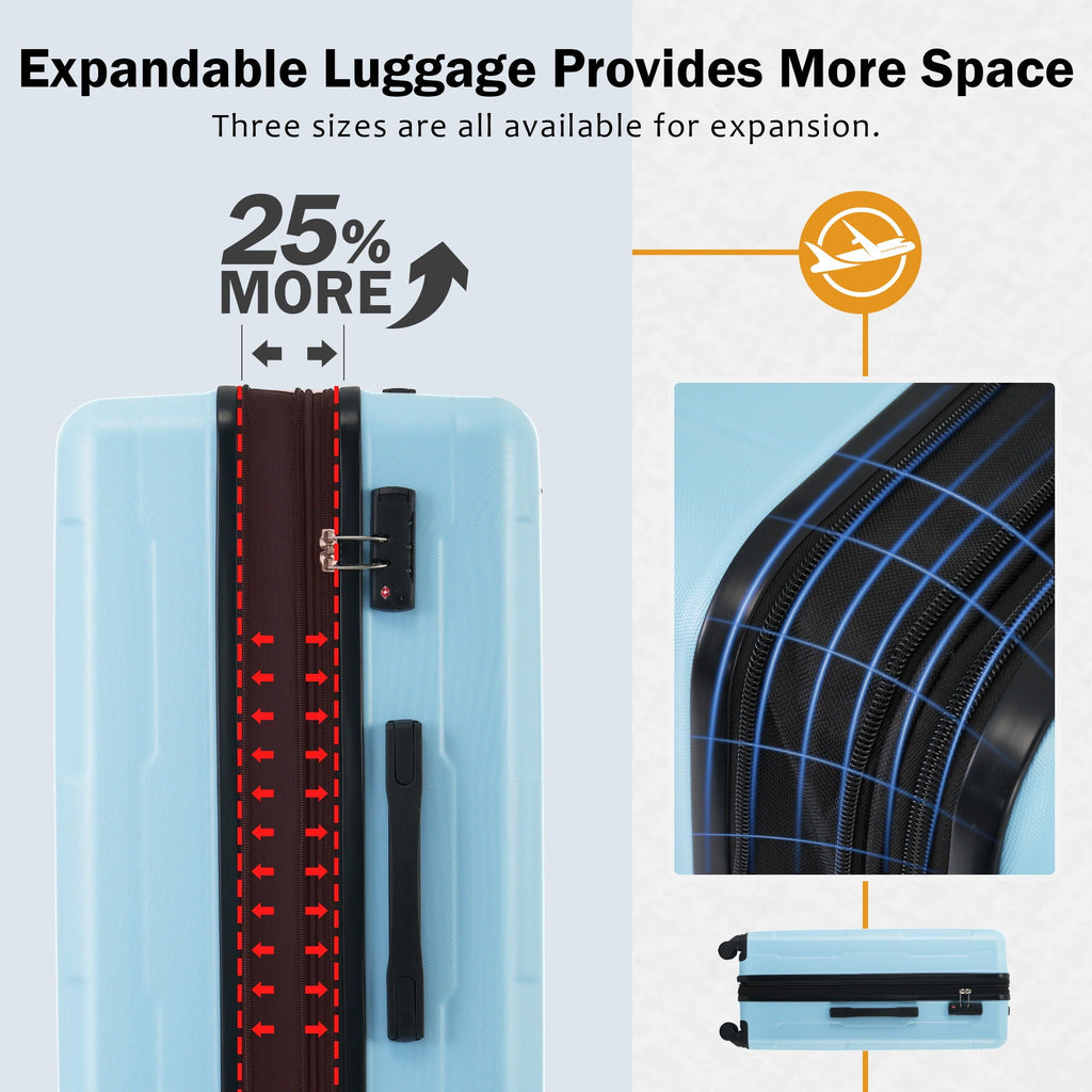 Expandable 2 Piece Luggage Set with TSA Lock and Spinner Wheels - Multiple Colors