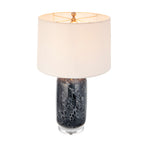 Ellis Glass Table Lamp with Blue Base and Linen Shade