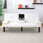Foldable Sofa Bed with Cup Holder and Solid Wood Frame - Multiple Colors