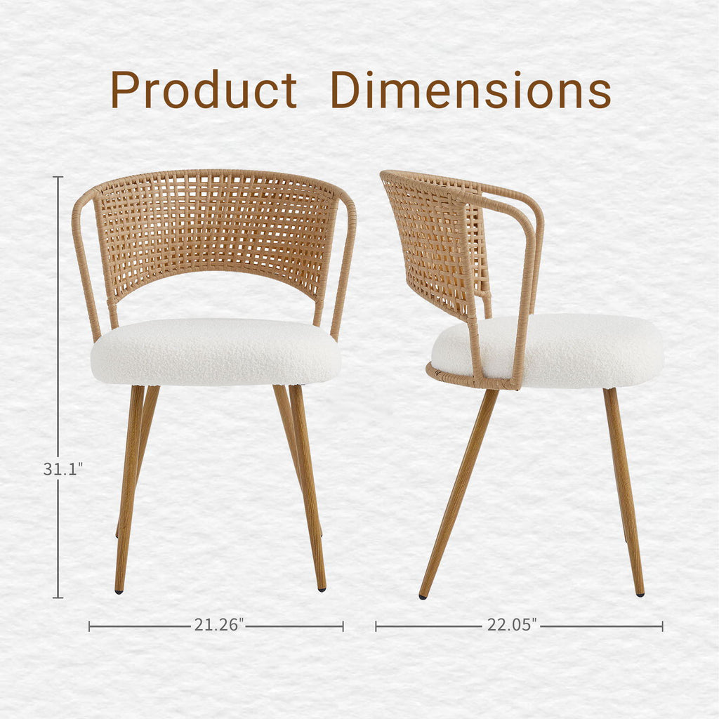 Farmhouse Style Wicker Dining Chair with Wing-Back Design - Light or Dark Brown