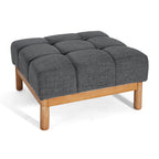 Modern Upholstered Deep Biscuit-style Tufted Ottoman with Square Profile - Gray or White