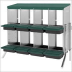 Metal Chicken Egg Laying Boxes with 8 Compartments and Waterproof Roof - Metallic