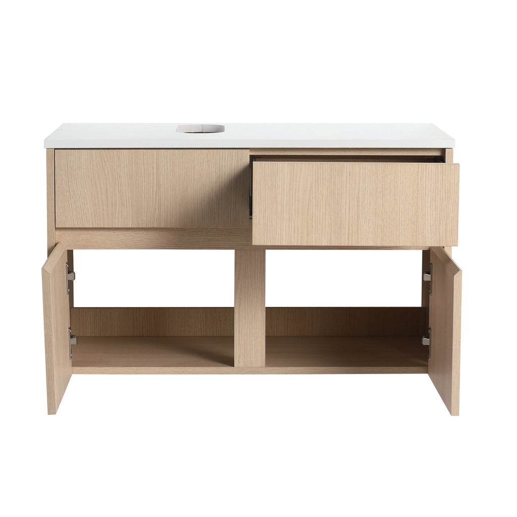 32-Inch Wall-Mounted Bathroom Vanity with Soft Close Doors - White Oak
