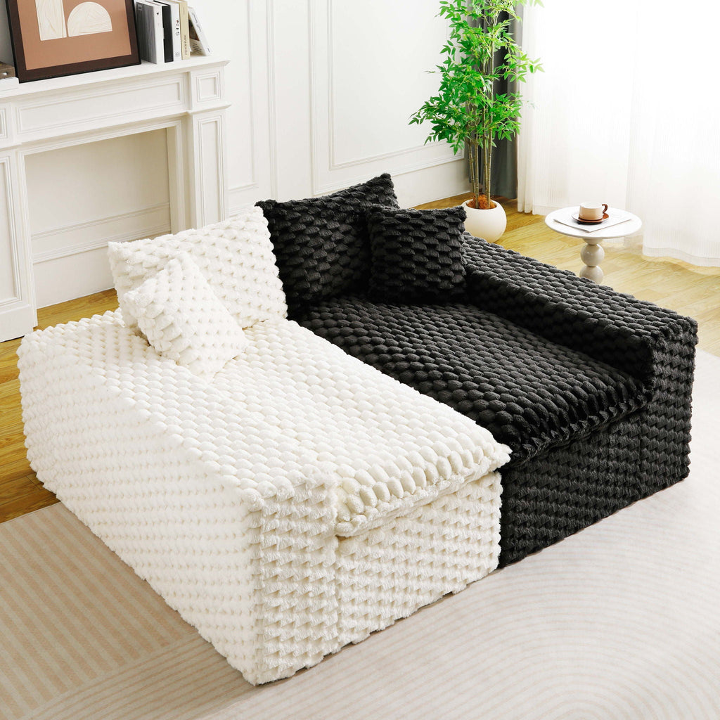 Luxury Multifunctional Sofa for Living Room with Adjustable Layout - Black, Dark Green, White, Pink