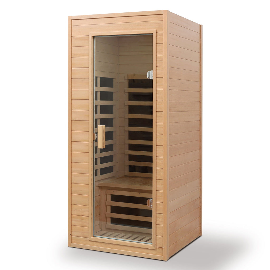Hemlock Far Infrared Roof Embedded Indoor Sauna Room with LCD Controls - Light Brown