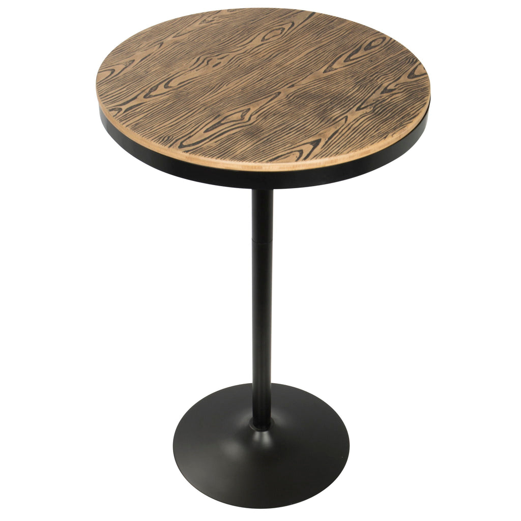 Industrial Adjustable Bar Dinette Table with Bamboo Top - Dark Brown or Light Brown