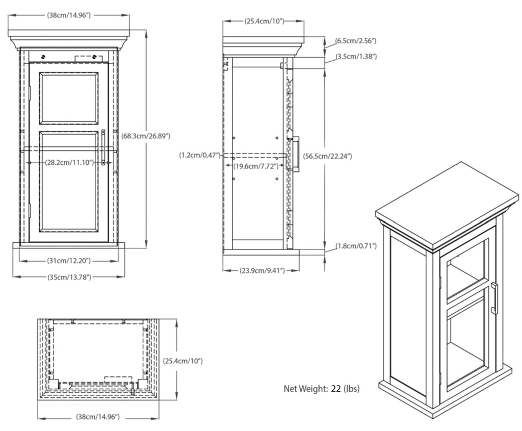 Pure White Single Door Wall Cabinet with Adjustable Shelf - White