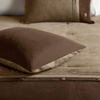 Faux Suede Comforter Set with Decorative Pillows - Brown