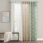 Palm Leaf Burnout Sheer Window Curtain with Grommets - White