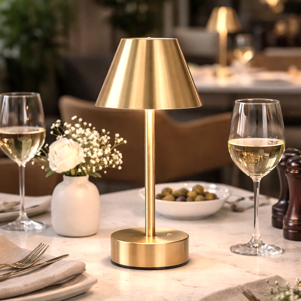 Rechargeable LED Table Lamp with Touch Switch - Gold or Pearl Silver