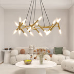 Golden Modern Chandelier Light Fixture with Branch Design - Gold