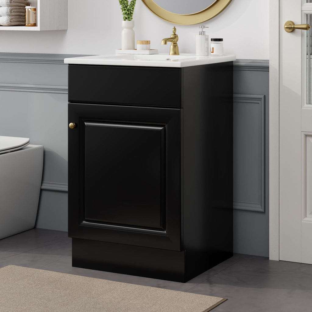 Bathroom Vanity with Sink and Adjustable Shelf - Multiple Colors