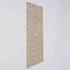 Floral Hand Carved Mandala Rectangle Wall Decor with Mirror - Antique Brown / White