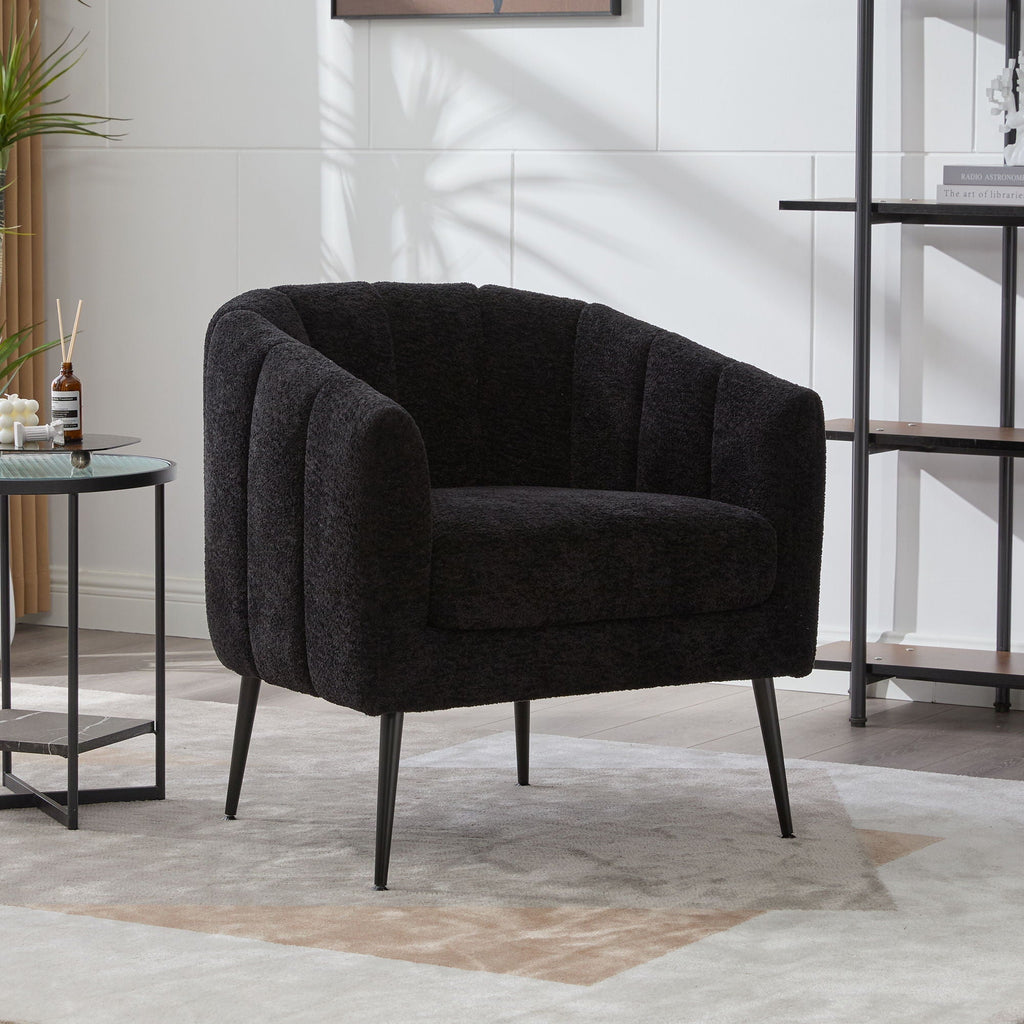 Vanity Barrel Accent Lounge Chair with Wraparound Backrest - Black or Dark Green