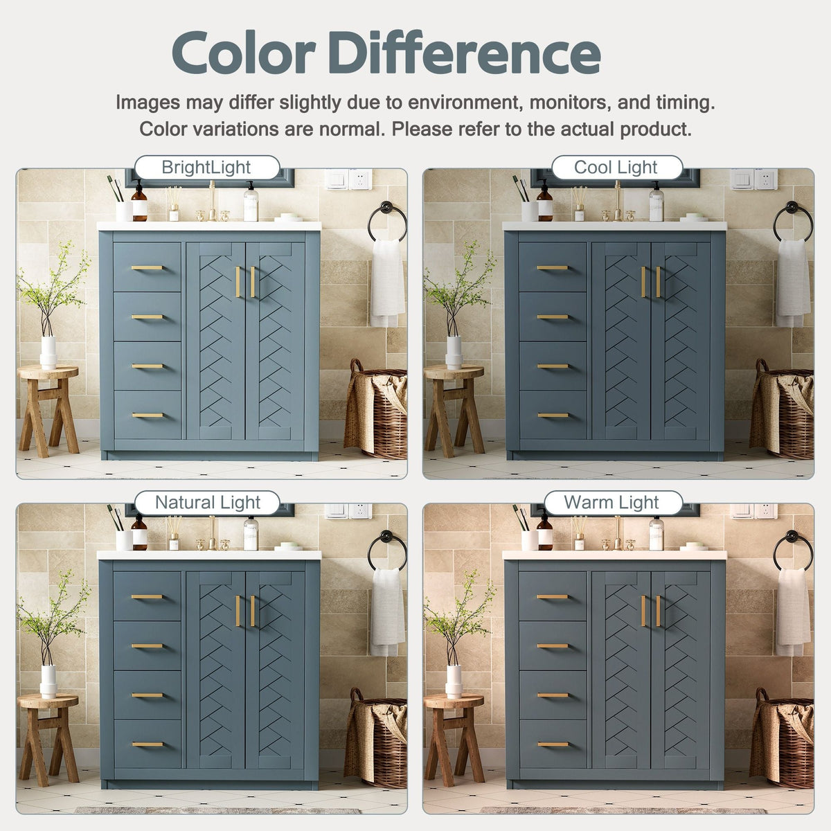 Ceramic Sink Vanity Combo with 3 Drawers and Soft Closing Doors - 30"