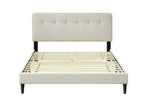 Upholstered Bed with USB Charging Port and Tufted Headboard - White