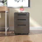 3-Drawer Mobile File Cabinet with Lock and Casters - Black or White