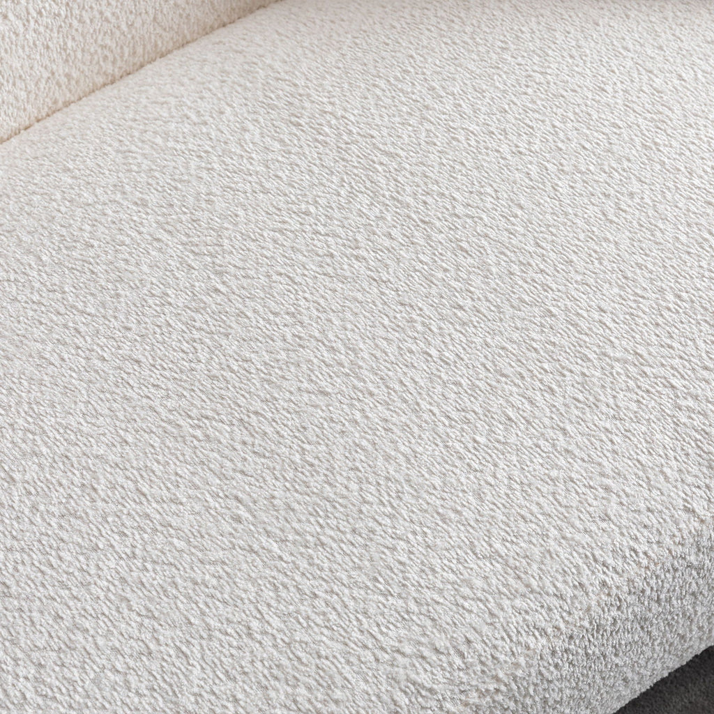 Curved 3 Seater Sofa for Living Room with Deep Seating - White