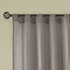 Solid Crushed Curtain Panel Pair with Sheer Texture - Grey