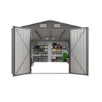 Outdoor Storage Shed with Lockable Doors - Dark Gray