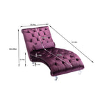 Velvet Button Tufted Chaise Lounge with Pillow - Multiple Colors