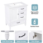 30" Bathroom Vanity with Sink and Soft-Close Drawers - White or Black