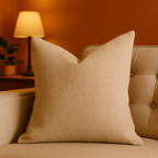 Soft Neutral Throw Pillow with Bouclé Texture - Beige