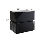 Drisana Mirrored End Table with Tempered Glass Accents - Black