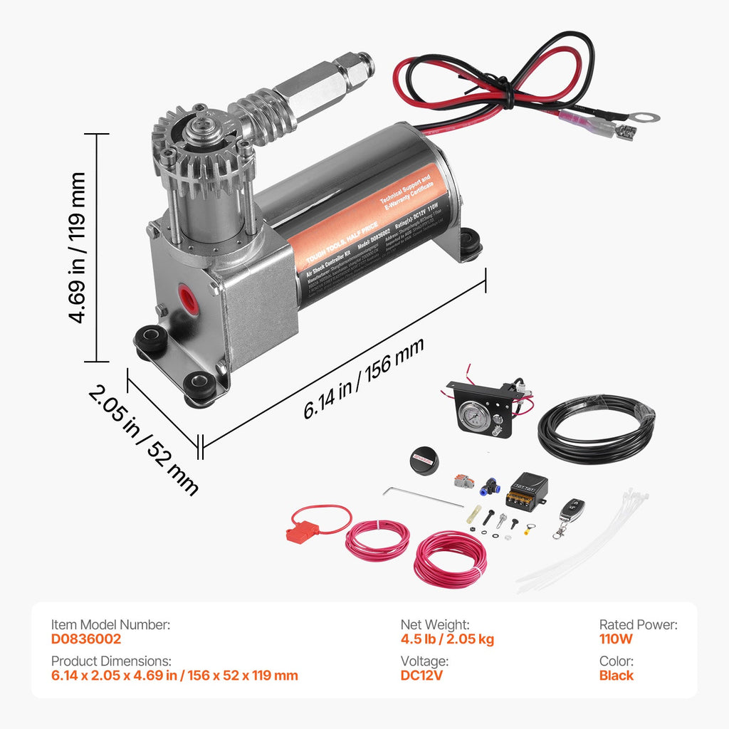 Air Shock Controller Kit 12V 100PSI for Air Suspension Systems