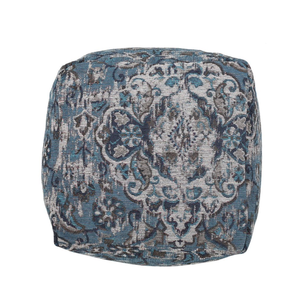 Blue Square Pouf Ottoman with Polystyrene Bead Filling - 16"