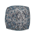 Blue Square Pouf Ottoman with Polystyrene Bead Filling - 16"